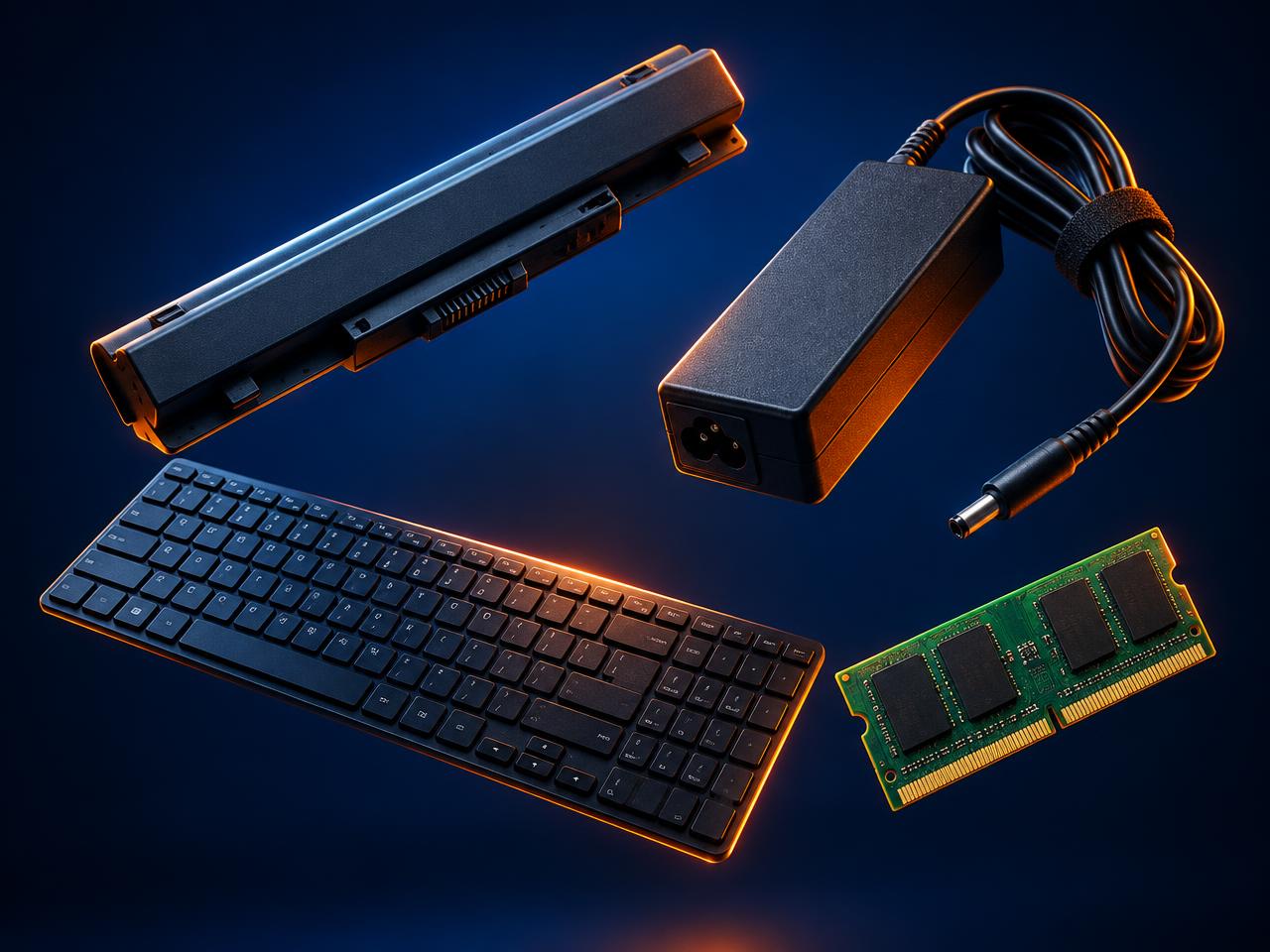 Laptop battery, charger, keyboard and RAM